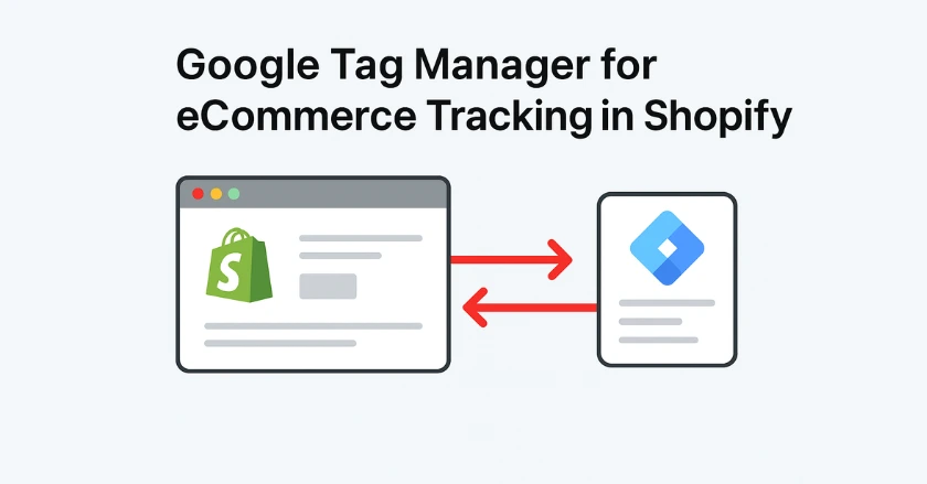 Google Tag Manager Shopify integration feature image for eCommerce tracking