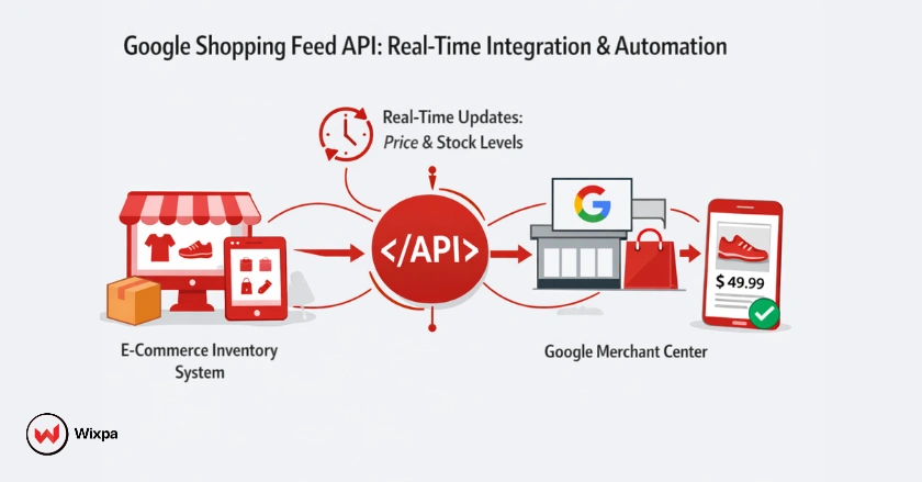 Google Shopping Feed API integration showing real-time product data automation
